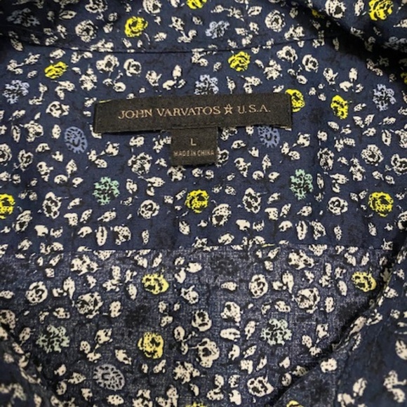 John Varvatos Blue Floral Cotton Button Up Shirt Size L - Picture 2 of 9